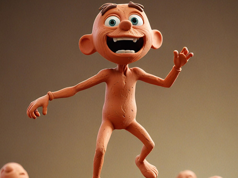 A 3D character in a stretched pose